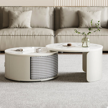 Sintered Stone Top Coffee Table with Footstool